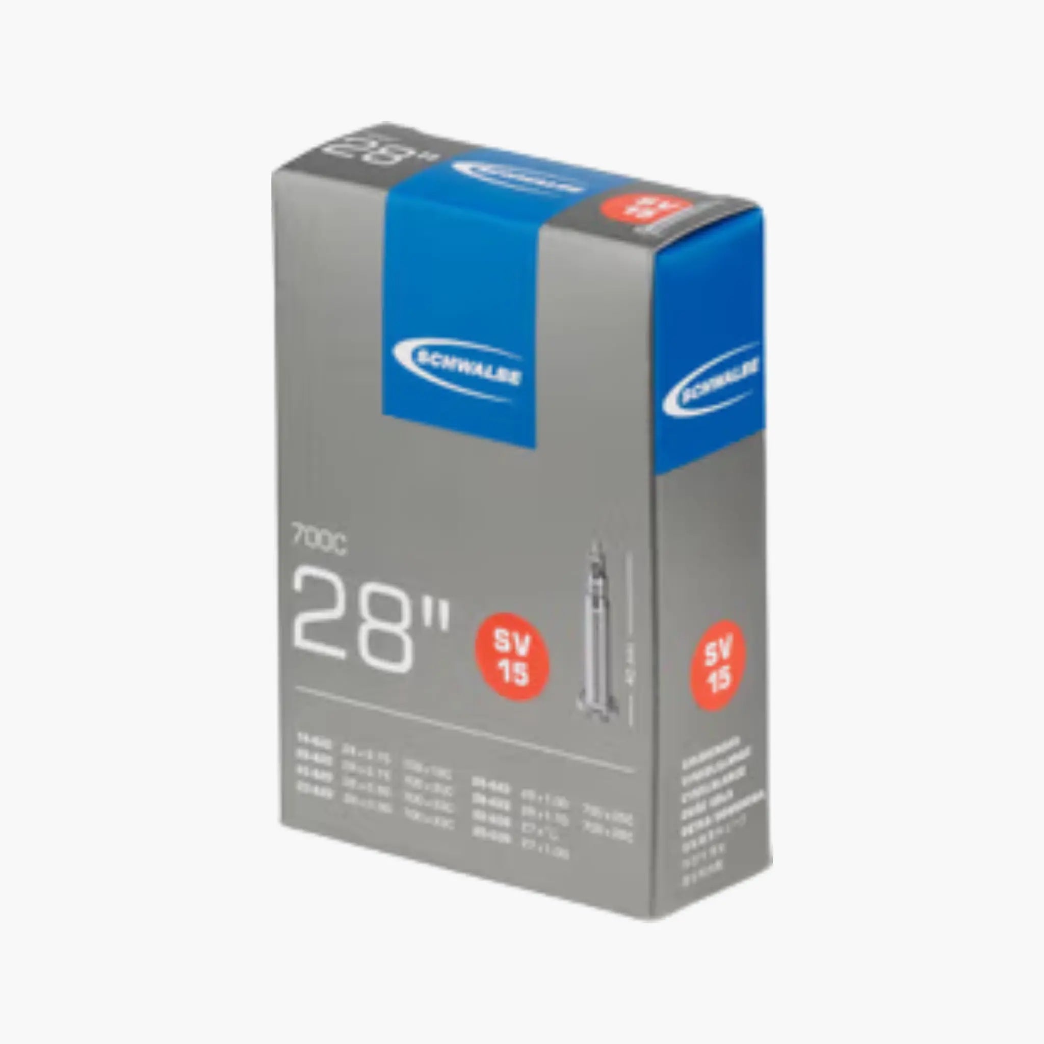 Precycling Schwalbe Schlauch SV15 28" 18/28-622/630 Sclaverand-Ventil 60mm